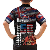 Hawaii Statehood Day Hawaiian Shirt 50th state of the United States Kakau Tattoos and Hibiscus Grunge LT03 - Polynesian Pride