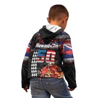 Hawaii Statehood Day Kid Hoodie 50th state of the United States Kakau Tattoos and Hibiscus Grunge LT03 - Polynesian Pride