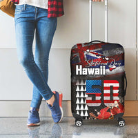 Hawaii Statehood Day Luggage Cover 50th state of the United States Kakau Tattoos and Hibiscus Grunge LT03 - Polynesian Pride