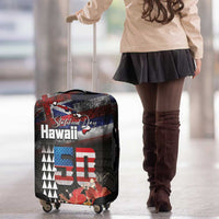 Hawaii Statehood Day Luggage Cover 50th state of the United States Kakau Tattoos and Hibiscus Grunge LT03 - Polynesian Pride