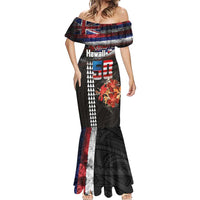 Hawaii Statehood Day Mermaid Dress 50th state of the United States Kakau Tattoos and Hibiscus Grunge LT03 - Polynesian Pride