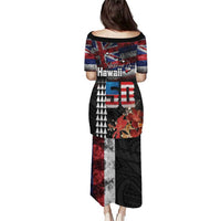 Hawaii Statehood Day Puletasi 50th state of the United States Kakau Tattoos and Hibiscus Grunge LT03 - Polynesian Pride