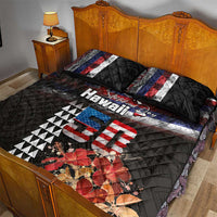 Hawaii Statehood Day Quilt Bed Set 50th state of the United States Kakau Tattoos and Hibiscus Grunge LT03 - Polynesian Pride