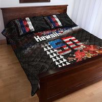 Hawaii Statehood Day Quilt Bed Set 50th state of the United States Kakau Tattoos and Hibiscus Grunge LT03 - Polynesian Pride