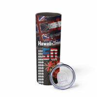 Hawaii Statehood Day Skinny Tumbler 50th state of the United States Kakau Tattoos and Hibiscus Grunge LT03 - Polynesian Pride