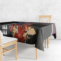 Hawaii Statehood Day Tablecloth 50th state of the United States Kakau Tattoos and Hibiscus Grunge LT03 - Polynesian Pride