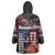 Hawaii Statehood Day Wearable Blanket Hoodie 50th state of the United States Kakau Tattoos and Hibiscus Grunge - Polynesian Pride