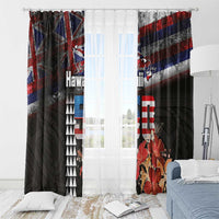 Hawaii Statehood Day Window Curtain 50th state of the United States Kakau Tattoos and Hibiscus Grunge LT03 - Polynesian Pride