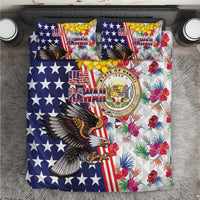 Hawaii and United States Together Bedding Set Seal of Hawaii and Bald Eagle LT03 White - Polynesian Pride