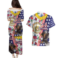 Hawaii and United States Together Couples Matching Puletasi and Hawaiian Shirt Seal of Hawaii and Bald Eagle LT03 - Polynesian Pride
