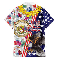 Hawaii and United States Together Family Matching Off The Shoulder Long Sleeve Dress and Hawaiian Shirt Seal of Hawaii and Bald Eagle LT03 - Polynesian Pride