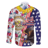 Hawaii and United States Together Family Matching Off The Shoulder Long Sleeve Dress and Hawaiian Shirt Seal of Hawaii and Bald Eagle LT03 - Polynesian Pride