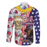 Hawaii and United States Together Family Matching Off Shoulder Short Dress and Hawaiian Shirt Seal of Hawaii and Bald Eagle LT03 - Polynesian Pride
