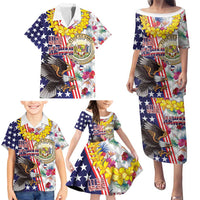 Hawaii and United States Together Family Matching Puletasi and Hawaiian Shirt Seal of Hawaii and Bald Eagle LT03 - Polynesian Pride