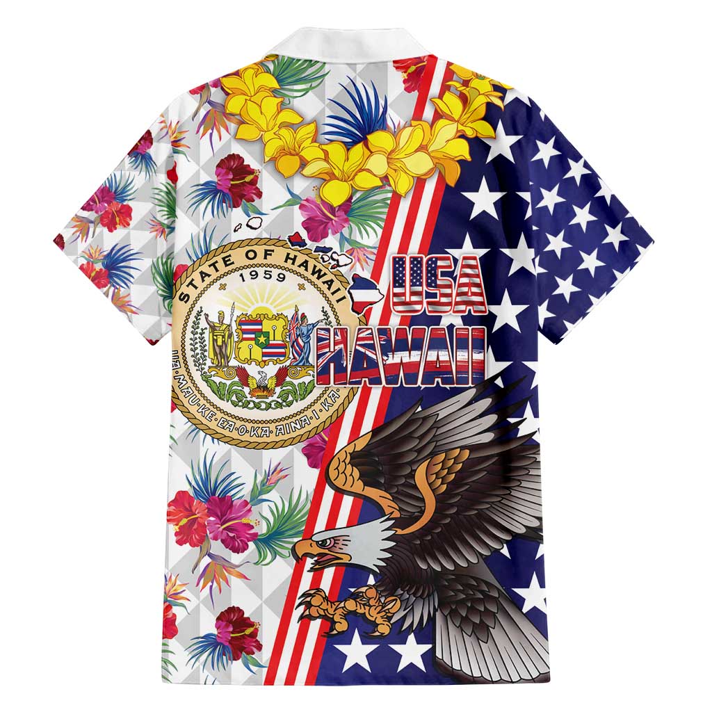 Hawaii and United States Together Family Matching Puletasi and Hawaiian Shirt Seal of Hawaii and Bald Eagle LT03 - Polynesian Pride