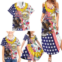 Hawaii and United States Together Family Matching Summer Maxi Dress and Hawaiian Shirt Seal of Hawaii and Bald Eagle LT03 - Polynesian Pride