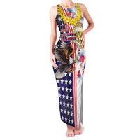 Hawaii and United States Together Family Matching Tank Maxi Dress and Hawaiian Shirt Seal of Hawaii and Bald Eagle LT03 Mom's Dress White - Polynesian Pride