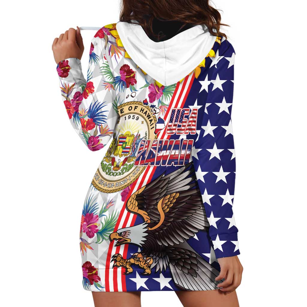 Hawaii and United States Together Hoodie Dress Seal of Hawaii and Bald Eagle LT03 - Polynesian Pride