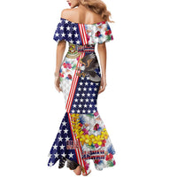 Hawaii and United States Together Mermaid Dress Seal of Hawaii and Bald Eagle - Polynesian Pride
