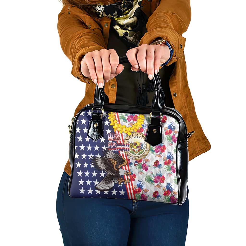Hawaii and United States Together Shoulder Handbag Seal of Hawaii and Bald Eagle - Polynesian Pride