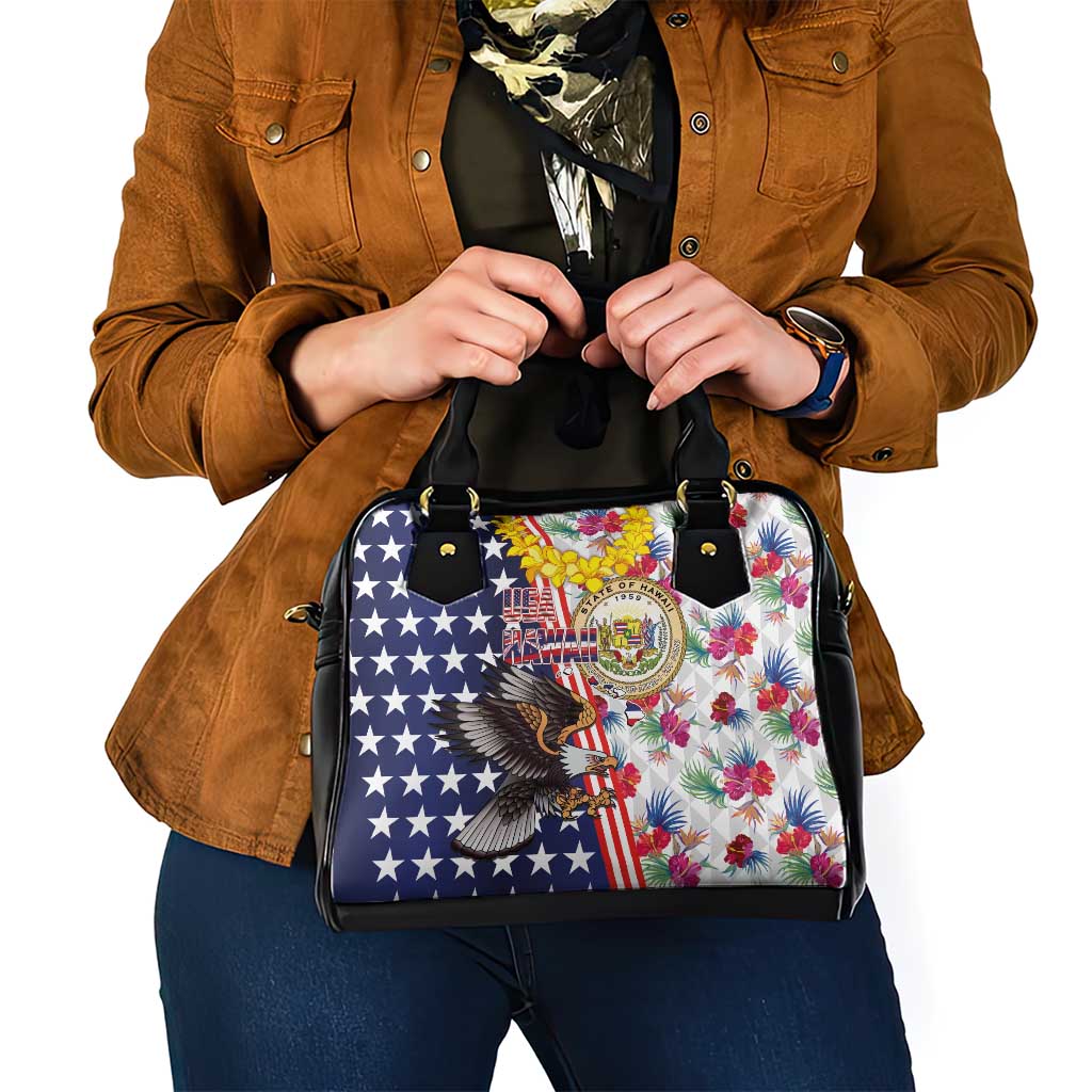 Hawaii and United States Together Shoulder Handbag Seal of Hawaii and Bald Eagle - Polynesian Pride