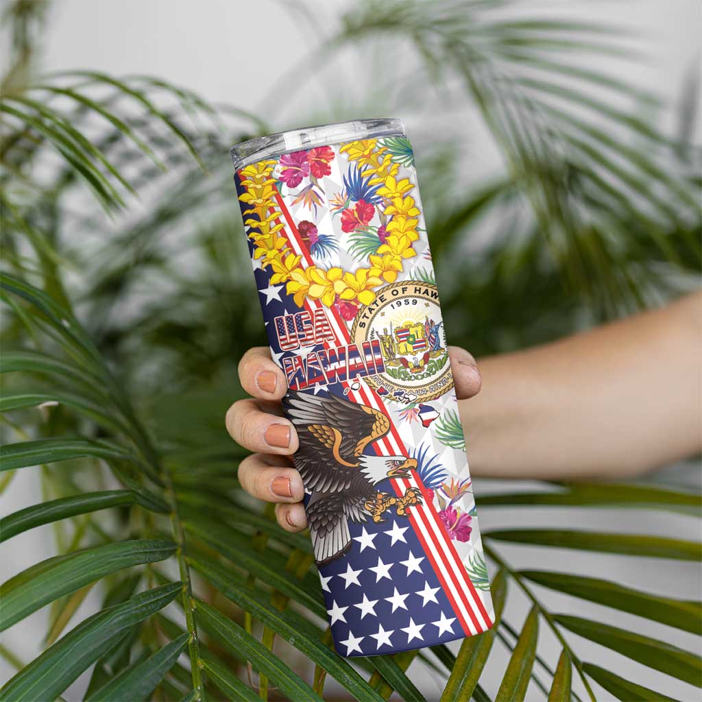 Hawaii and United States Together Skinny Tumbler Seal of Hawaii and Bald Eagle LT03 - Polynesian Pride