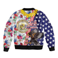 Hawaii and United States Together Sleeve Zip Bomber Jacket Seal of Hawaii and Bald Eagle LT03 - Polynesian Pride