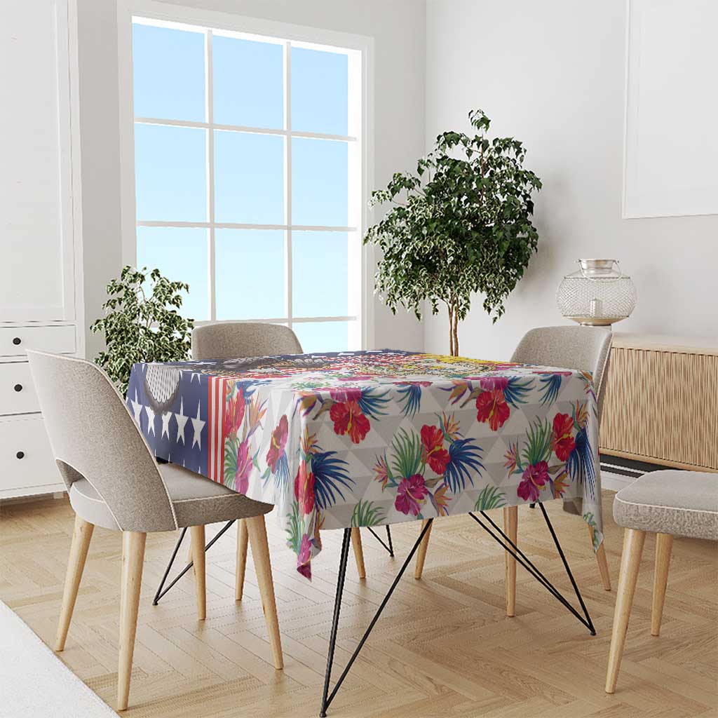 Hawaii and United States Together Tablecloth Seal of Hawaii and Bald Eagle - Polynesian Pride