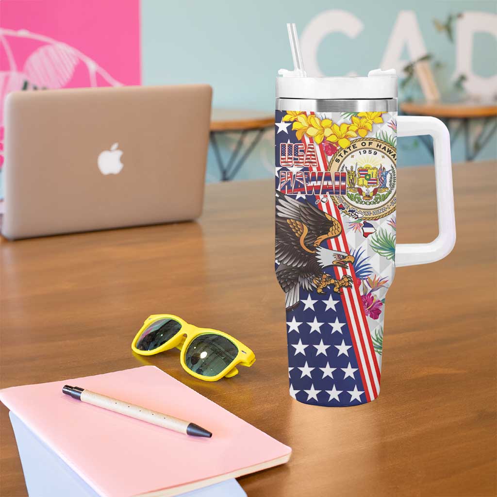 Hawaii and United States Together Tumbler With Handle Seal of Hawaii and Bald Eagle - Polynesian Pride