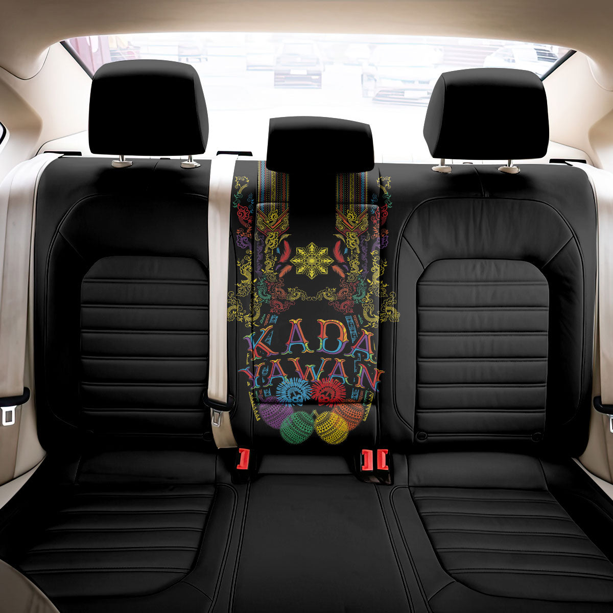 Philippines Kadayawan Festival Back Car Seat Cover Polynesian Tribal Art Barong Style