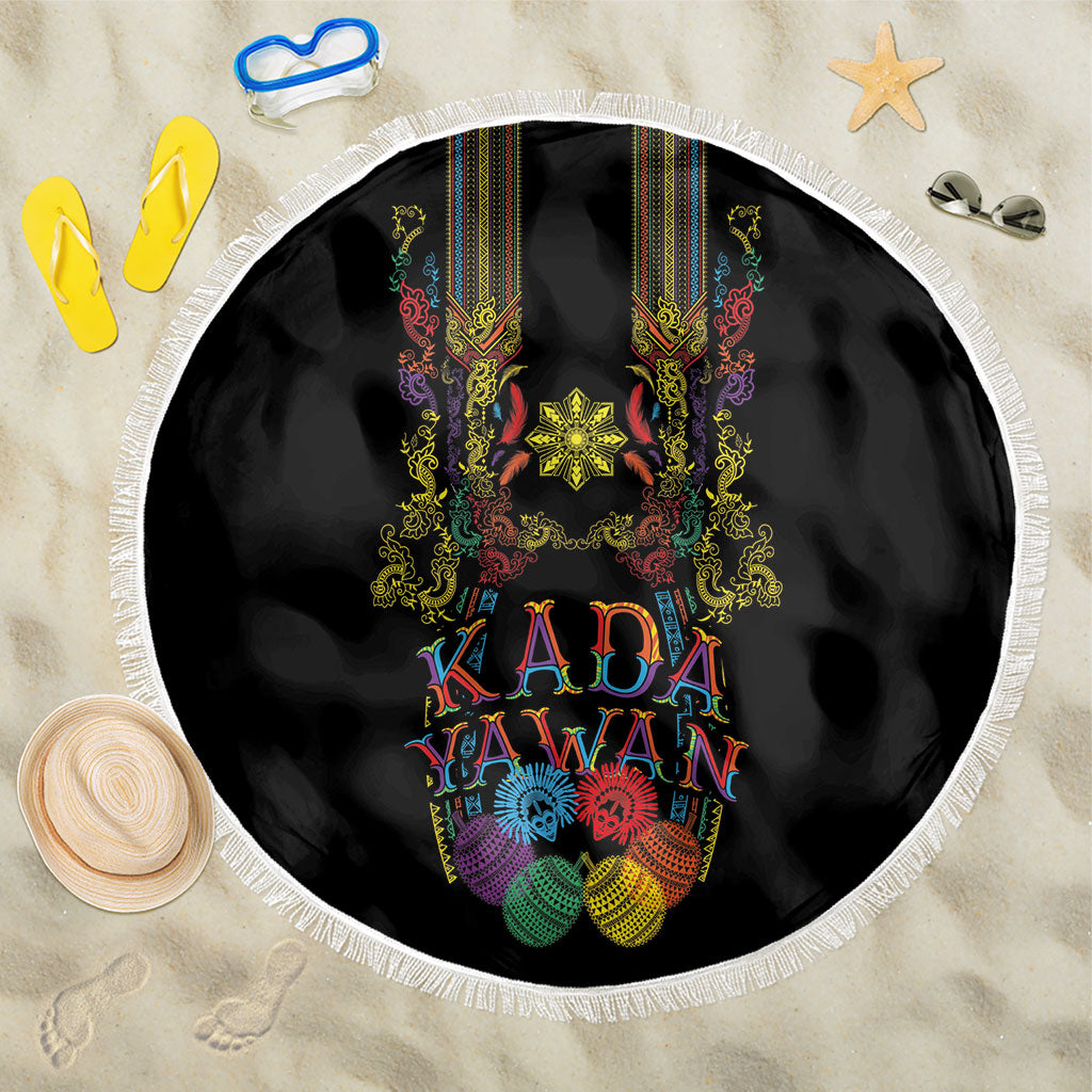 Philippines Kadayawan Festival Beach Blanket Polynesian Tribal Art Barong Style LT03 One Size 150cm Black - Polynesian Pride