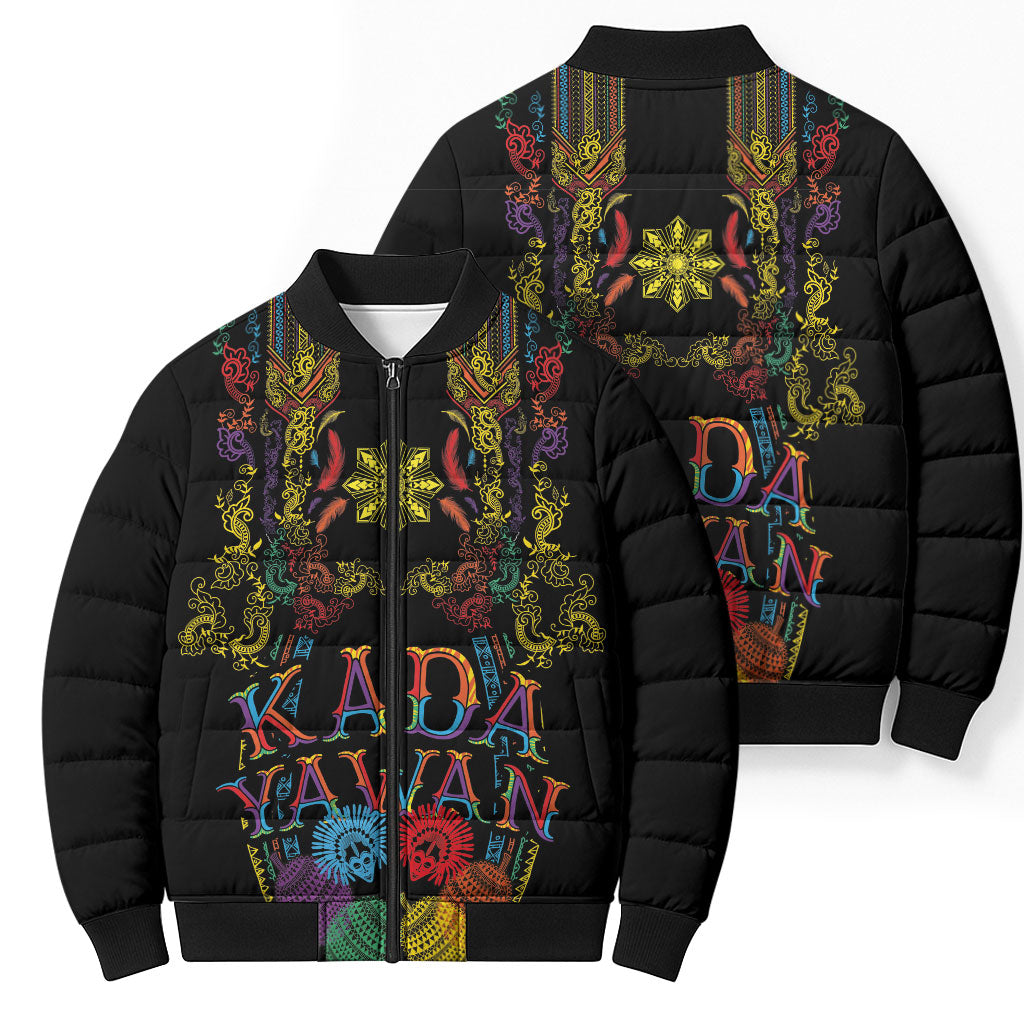 Philippines Kadayawan Festival Bomber Puffer Jacket Polynesian Tribal Art Barong Style