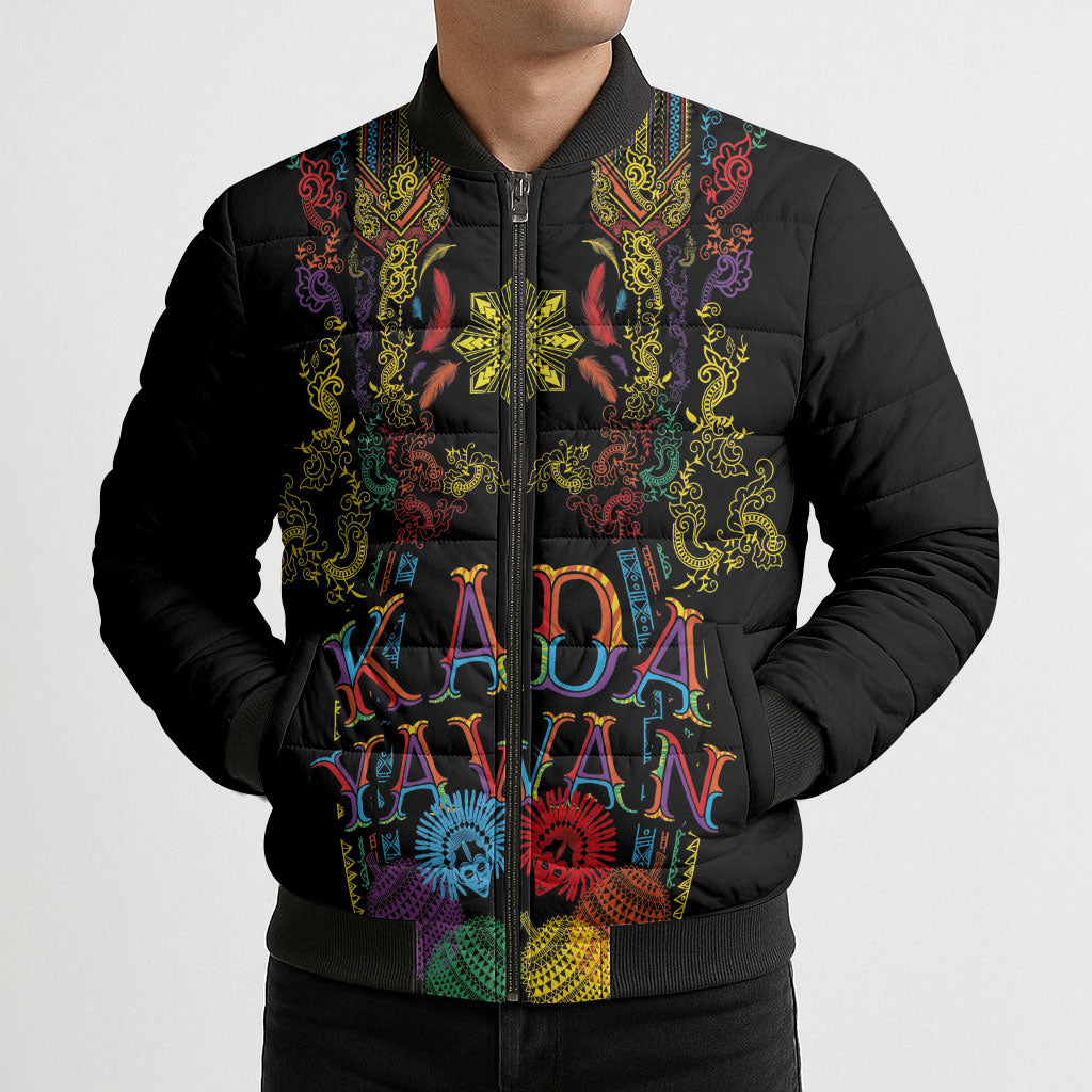 Philippines Kadayawan Festival Bomber Puffer Jacket Polynesian Tribal Art Barong Style