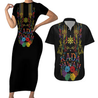 Philippines Kadayawan Festival Couples Matching Short Sleeve Bodycon Dress and Hawaiian Shirt Polynesian Tribal Art Barong Style