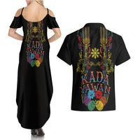 Philippines Kadayawan Festival Couples Matching Summer Maxi Dress and Hawaiian Shirt Polynesian Tribal Art Barong Style