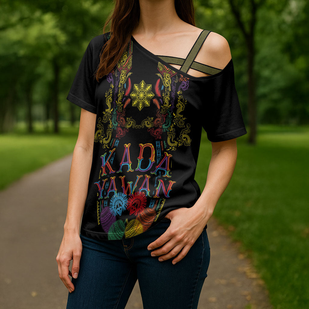 Philippines Kadayawan Festival Cross Shoulder Shirt Polynesian Tribal Art Barong Style