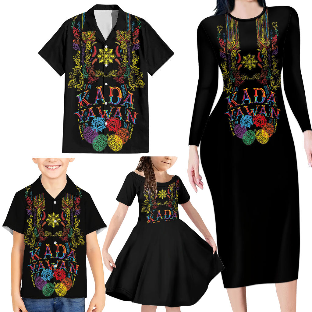 Philippines Kadayawan Festival Family Matching Long Sleeve Bodycon Dress and Hawaiian Shirt Polynesian Tribal Art Barong Style LT03 - Polynesian Pride