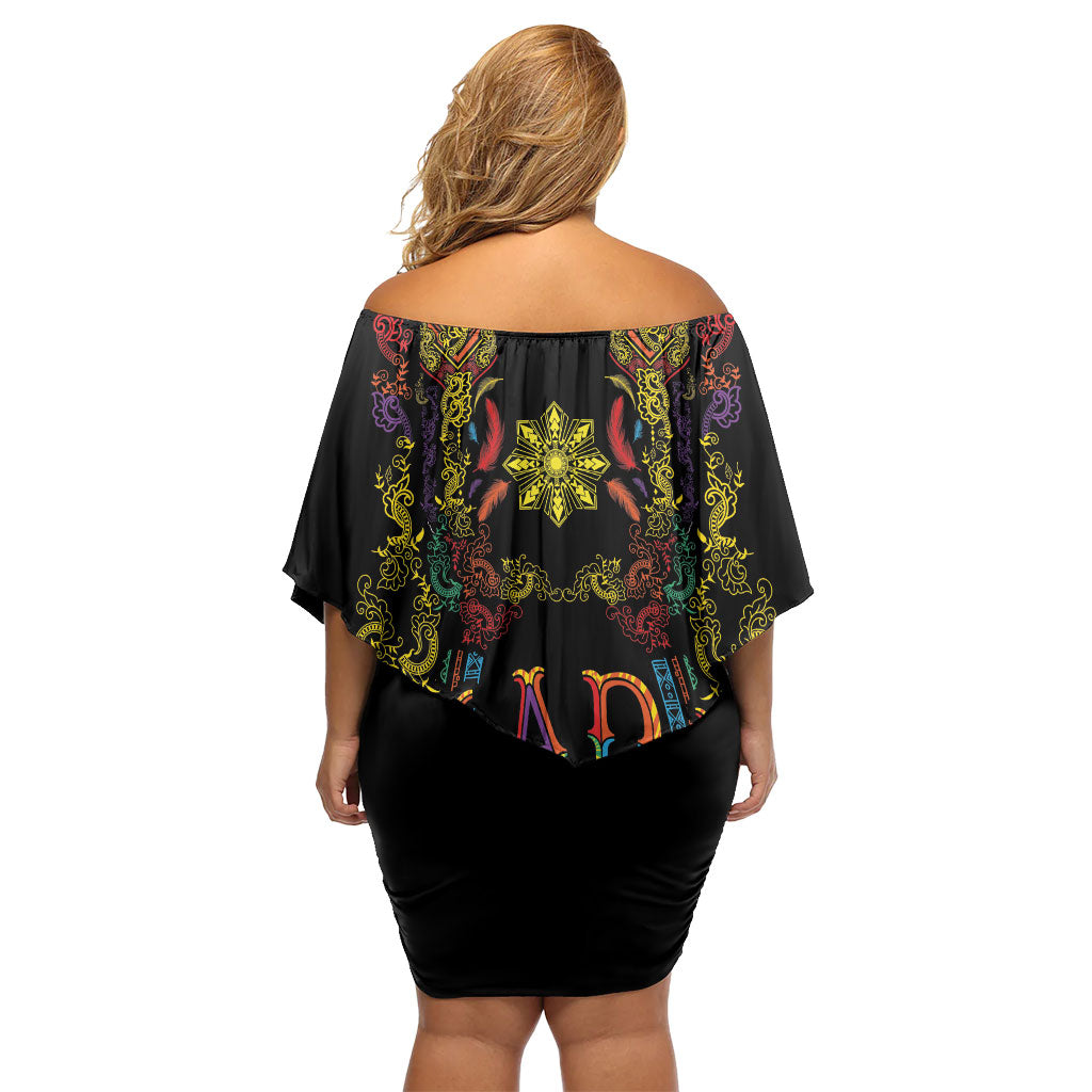 Philippines Kadayawan Festival Family Matching Off Shoulder Short Dress and Hawaiian Shirt Polynesian Tribal Art Barong Style LT03 - Polynesian Pride