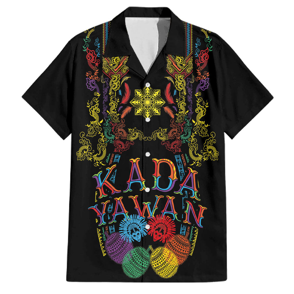 Philippines Kadayawan Festival Family Matching Puletasi and Hawaiian Shirt Polynesian Tribal Art Barong Style LT03 Dad's Shirt - Short Sleeve Black - Polynesian Pride