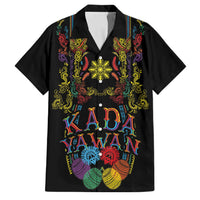 Philippines Kadayawan Festival Family Matching Short Sleeve Bodycon Dress and Hawaiian Shirt Polynesian Tribal Art Barong Style LT03 Dad's Shirt - Short Sleeve Black - Polynesian Pride