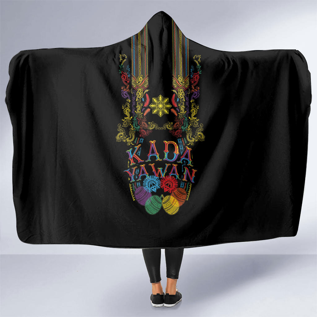 Philippines Kadayawan Festival Hooded Blanket Polynesian Tribal Art Barong Style LT03 One Size Black - Polynesian Pride