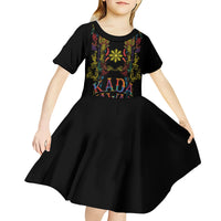 Philippines Kadayawan Festival Kid Short Sleeve Dress Polynesian Tribal Art Barong Style