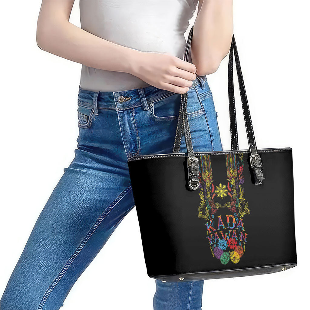 Philippines Kadayawan Festival Leather Tote Bag Polynesian Tribal Art Barong Style