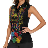 Philippines Kadayawan Festival Women Sleeveless Polo Shirt Polynesian Tribal Art Barong Style