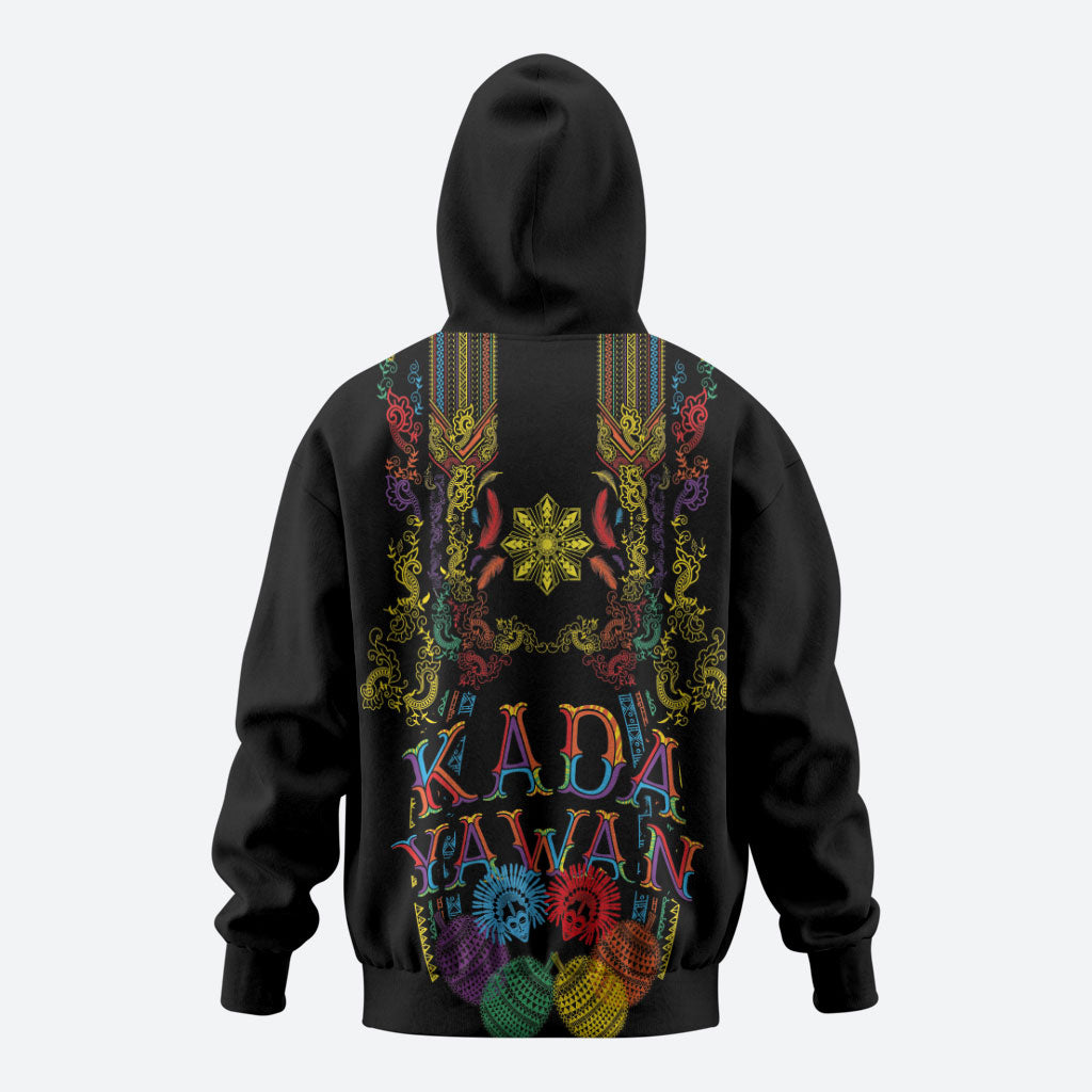 Philippines Kadayawan Festival Zip Hoodie Polynesian Tribal Art Barong Style