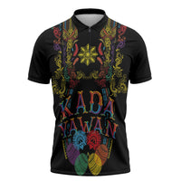 Philippines Kadayawan Festival Zipper Polo Shirt Polynesian Tribal Art Barong Style