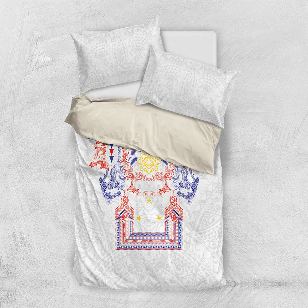 Philippines Barong Style Bedding Set Polynesian Kakau Art Tattoos with Tribal Filipino Sun