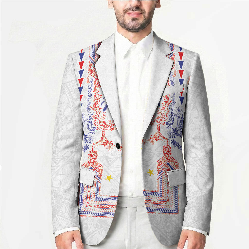 Philippines Barong Style Blazer Polynesian Kakau Art Tattoos with Tribal Filipino Sun