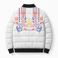 Philippines Barong Style Bomber Puffer Jacket Polynesian Kakau Art Tattoos with Tribal Filipino Sun