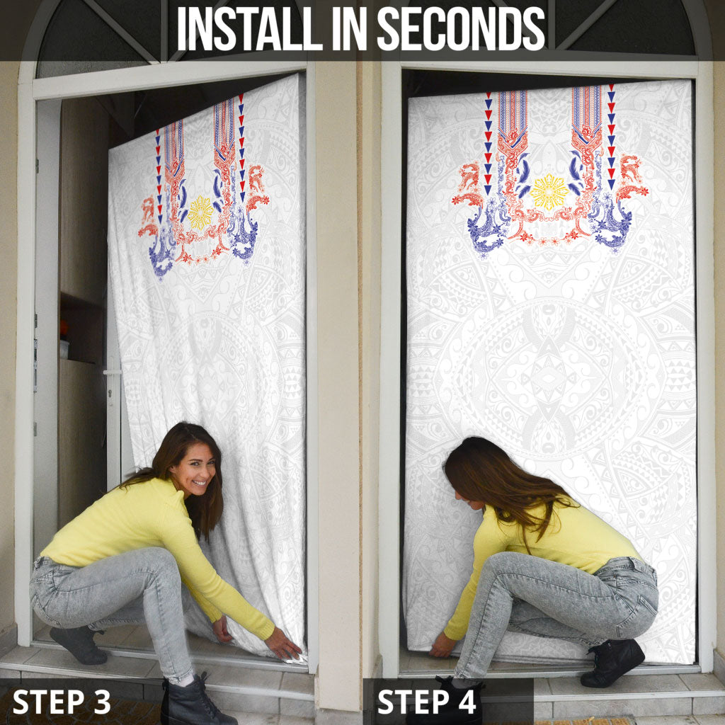 Philippines Barong Style Door Cover Polynesian Kakau Art Tattoos with Tribal Filipino Sun